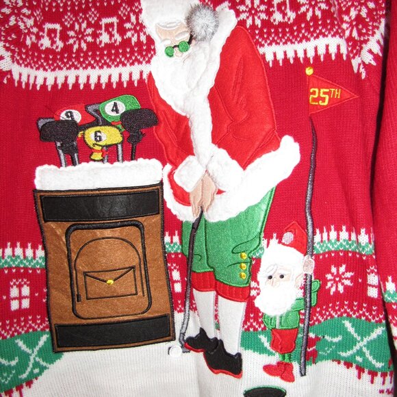 Best Christmas Sweater Ever! Size M, Santa Golfs, "Put your drink in my pocket" - Picture 3 of 7